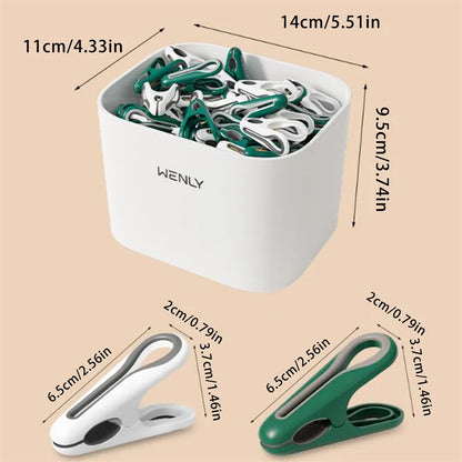 24/36pcs Clothes Pins With Storage Basket Plastic Laundry Hanging Pegs Clips Household Food Clip Socks Underwear Rack Holder