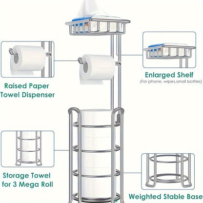 Soporte para papel higiénico con estante de almacenamiento, para pañuelos independientes y rollo de papel tisú para baño, accesorios de baño.