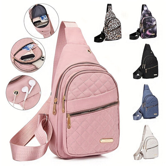 Mochila de nailon con diseño de cielo estrellado para mujer, bolso cruzado de viaje deportivo informal, correa de hombro ajustable, riñonera con múltiples bolsillos