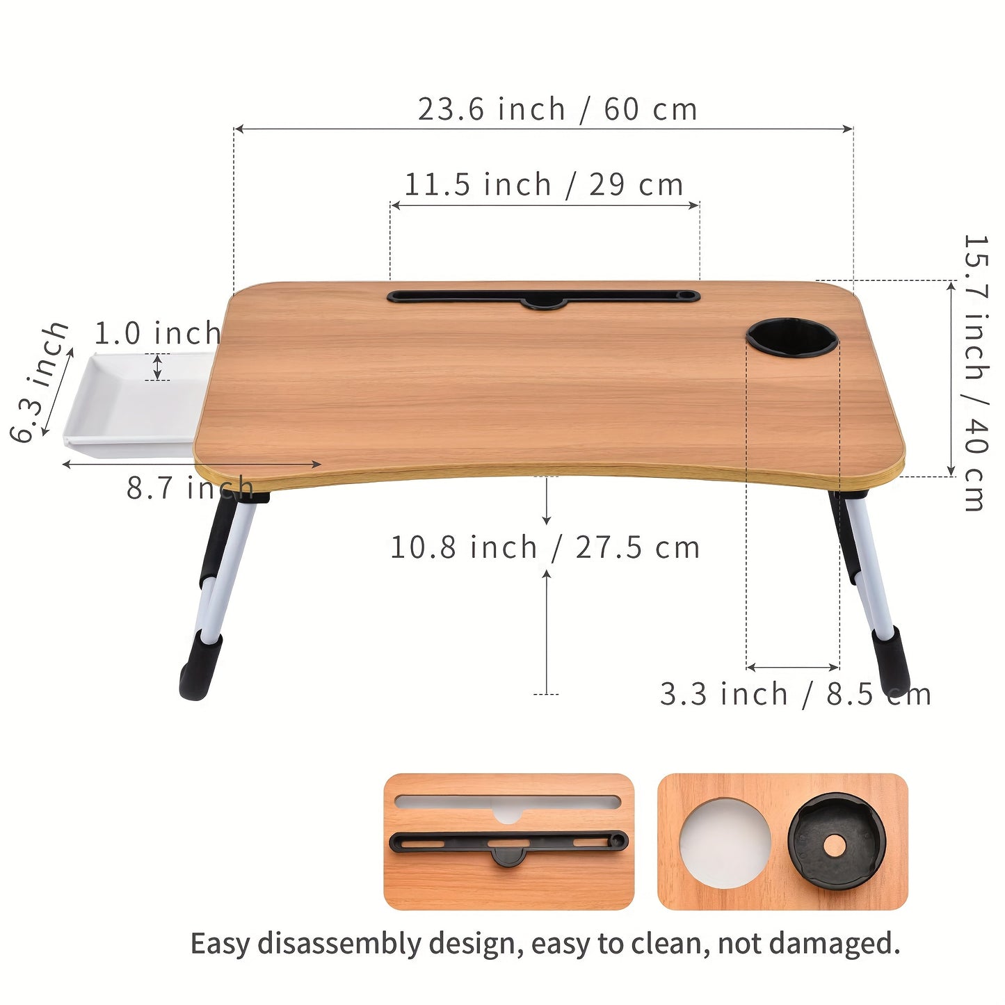 Bandeja para mesa de escritorio para computadora portátil con portavasos/cajón para cama/sofá/sofá/estudio/lectura/escritura en un piso bajo para sentarse Bandejas de cama para escritorio plegables y portátiles grandes para comer y computadoras portá