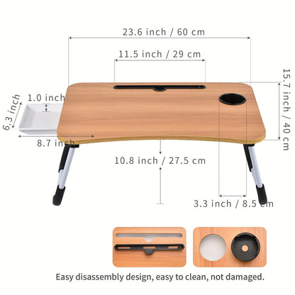 Bandeja para mesa de escritorio para computadora portátil con portavasos/cajón para cama/sofá/sofá/estudio/lectura/escritura en un piso bajo para sentarse Bandejas de cama para escritorio plegables y portátiles grandes para comer y computadoras portá