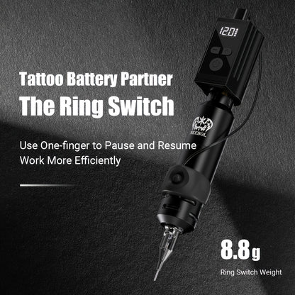 Kit de Máquina de Tatuaje Inalámbrica Neebol, Kit de Pluma Rotativa para Tatuajes, Batería de 1450mAh con Diseño de Interruptor de Anillo, Pantalla Digital, 20 Agujas de Cartucho, 10 Tintas