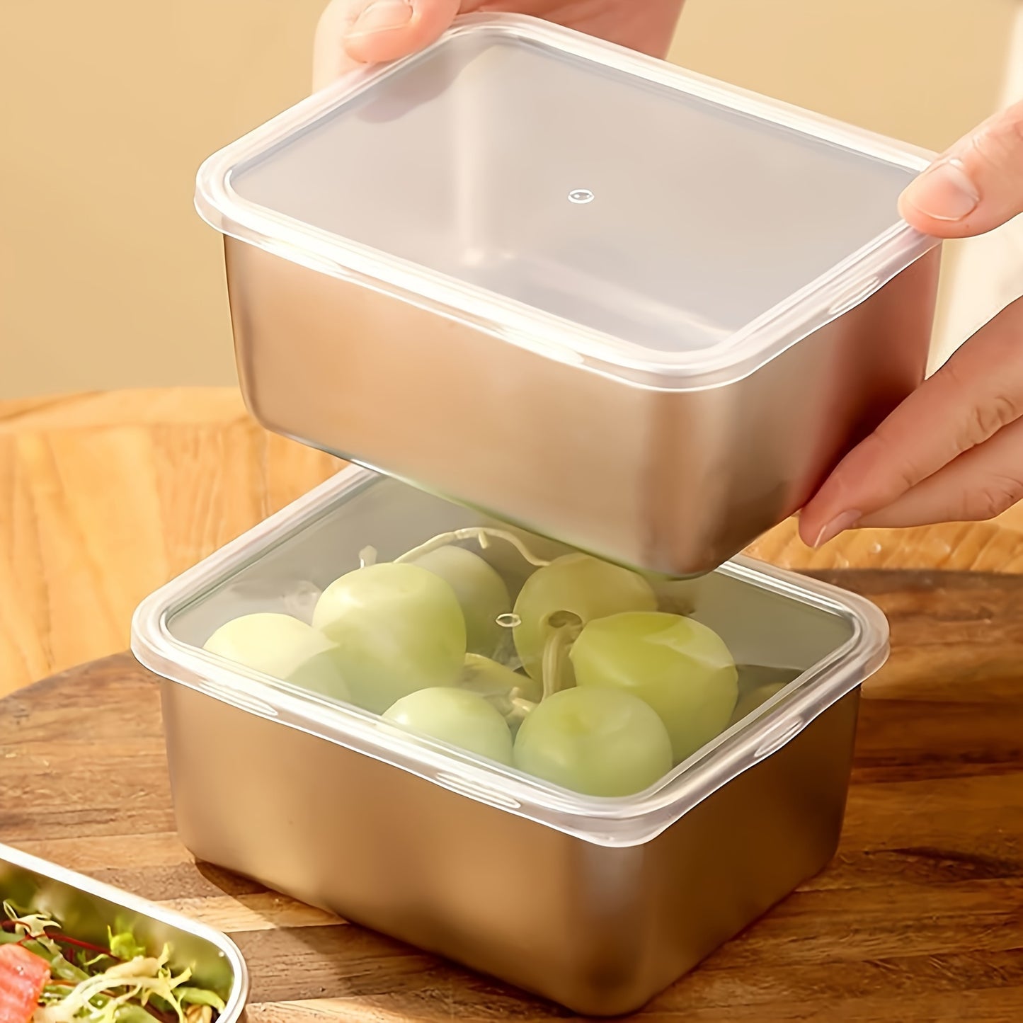 6 unidades de Contenedores de Almacenamiento, Caja de Conservación de Alimentos de Acero Inoxidable con Tapa, a Prueba de Fugas y Apilable, para Camping, Picnic, Escuela y Oficina, Organizadores de Cocina y Almacenamiento, Accesorios de Cocina.