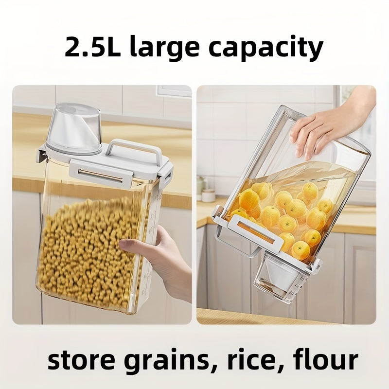 Contenedor de almacenamiento de 1 pieza, tanque de almacenamiento sellado a prueba de insectos y humedad para el hogar con tapa, caja de almacenamiento de alimentos portátil y a prueba de fugas, para granos, nueces, harina y arroz, organizadores y al