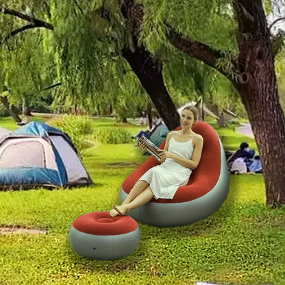 1 juego de sofá inflable de nueva generación, sofá perezoso, portátil al aire libre, sofá impermeable, sillón plegable inflable, sofá cama para exteriores con pedal, cómoda combinación, sofá flocado, adecuado para acampar