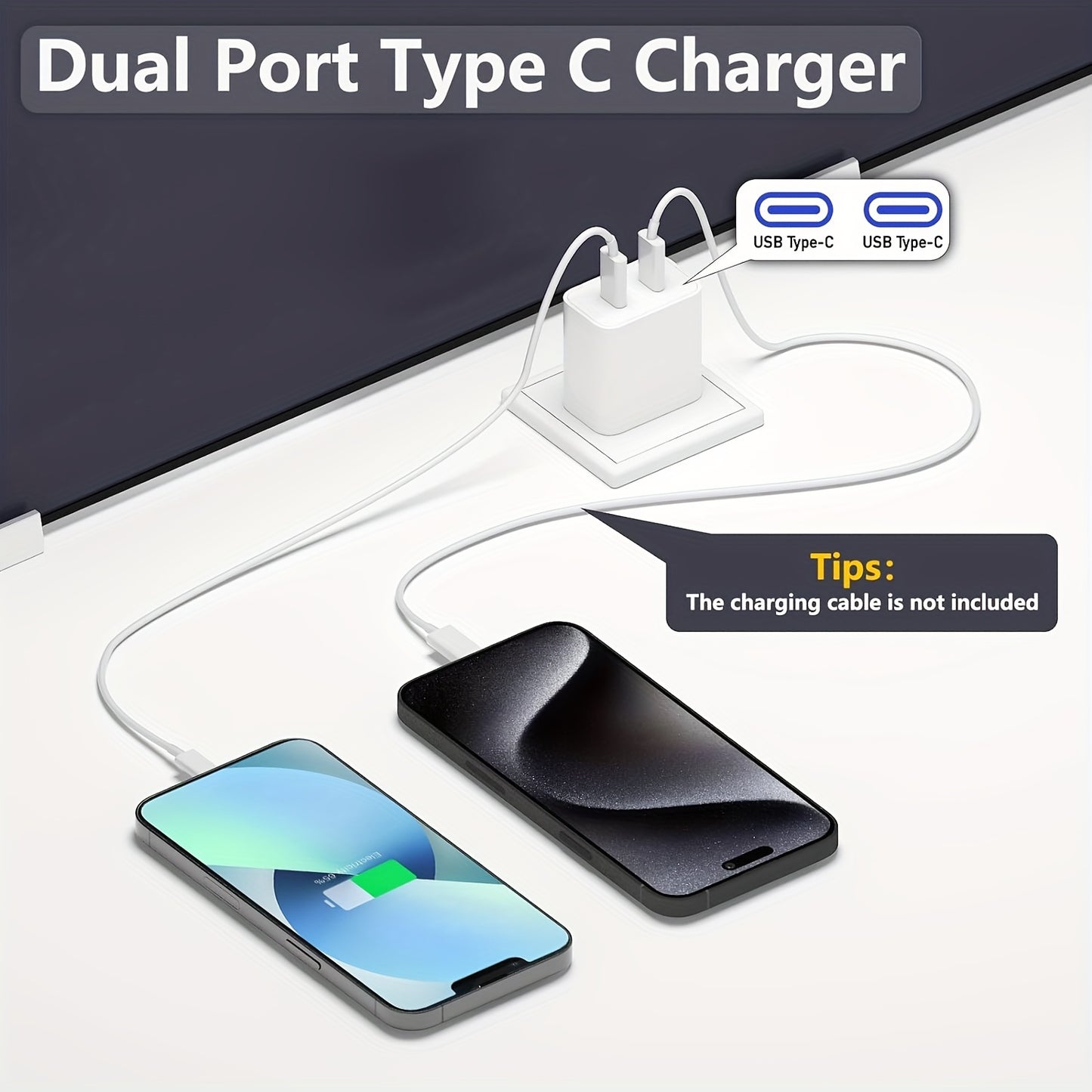 Cargador de pared rápido US PD de 20w, doble puerto USB y tipo C para iPhone, Cable de carga, adaptador de corriente para teléfono móvil, cargador de viaje