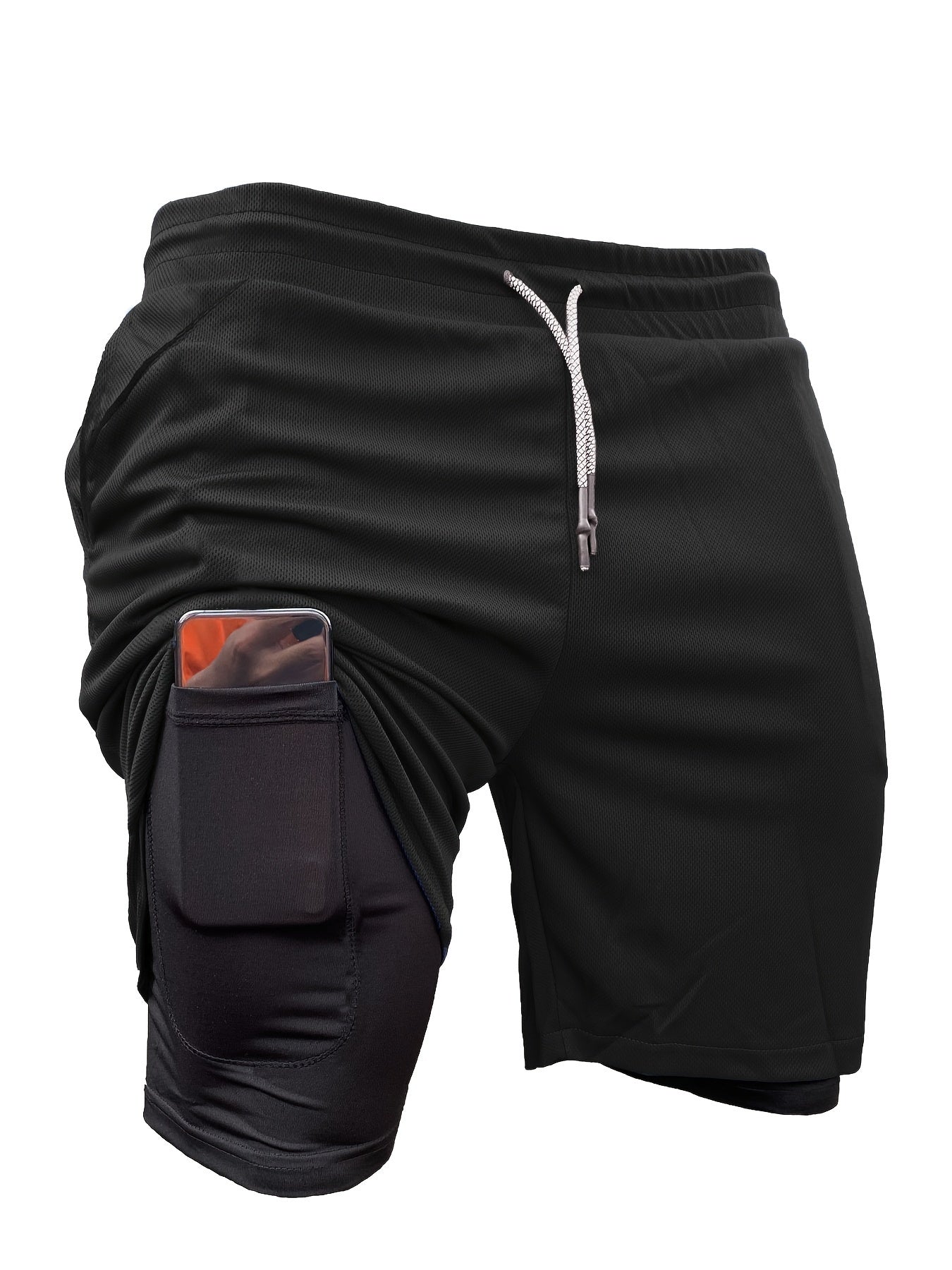 Pantalones cortos de doble capa 2 en 1 para hombre, 5 unidades, con bolsillo interior, muy elásticos, para entrenamiento en el gimnasio en verano