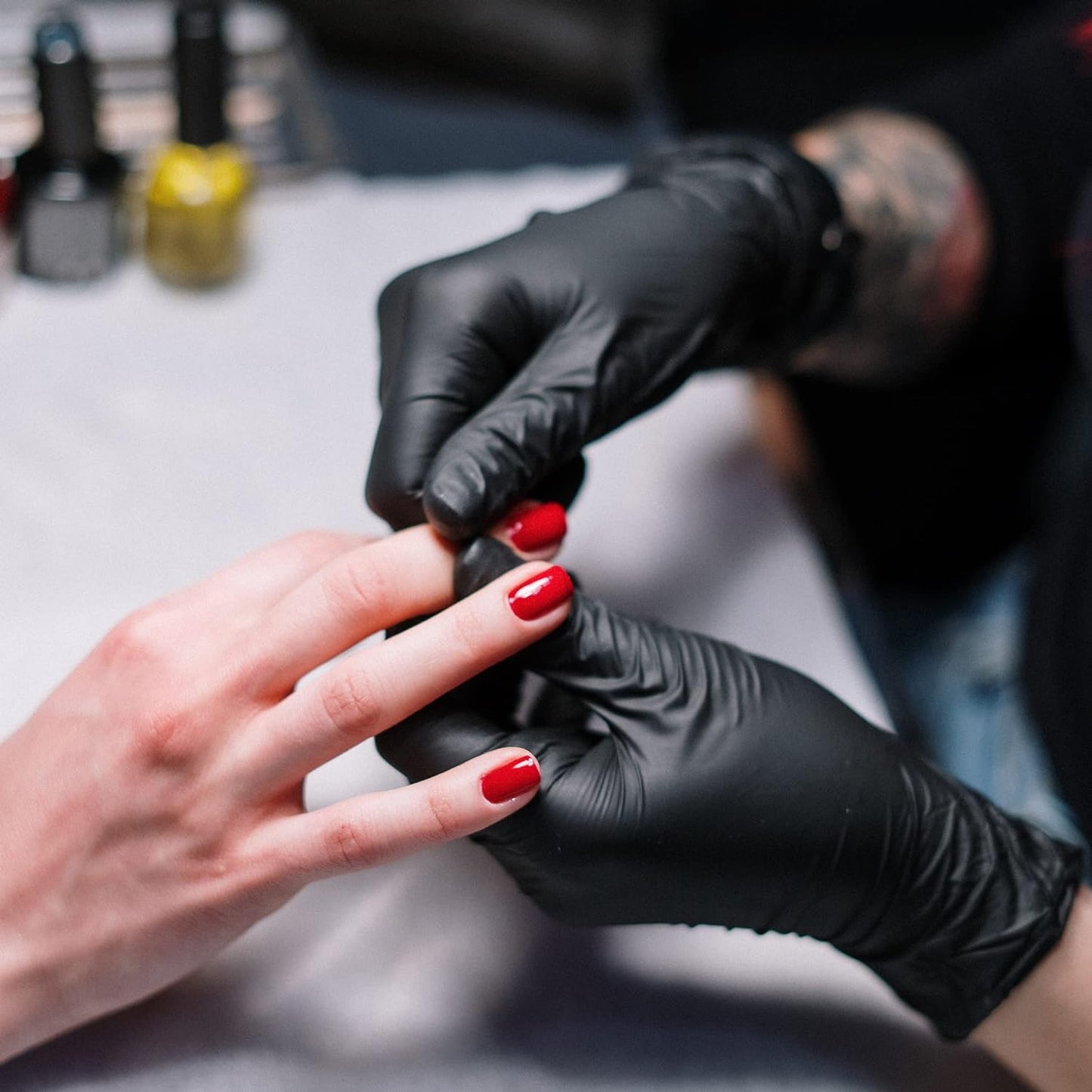 Guantes desechables de nitrilo de 3 milésimas de pulgada sin látex para limpieza de tatuajes, uñas y peluquerías, 100 unidades