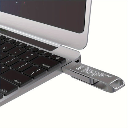 Unidad flash USB de 2 TB: velocidades de lectura de hasta 80 MB/seg. Memoria USB de 2 TB Pen Drive de 2000 GB Diseño de llavero estilo metal giratorio de 2 TB