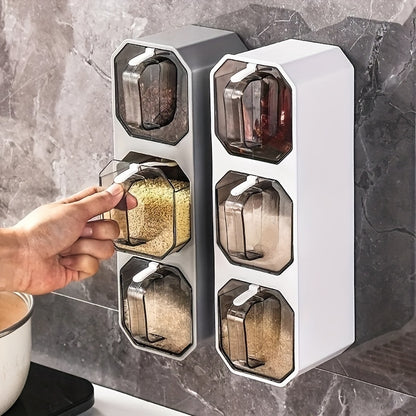 Juego de frascos de plástico contenedores de especias y condimentos, montaje en pared o puertas de alacenas de cocina, accesorios de cocina.