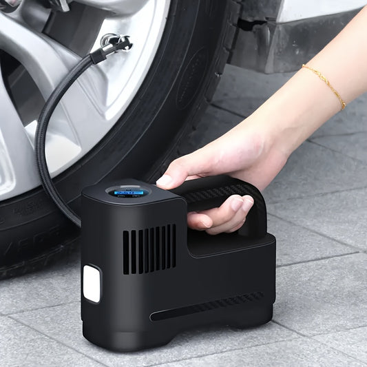 1 bomba de compresor de aire portátil, inflador de neumáticos digital con cable, bomba de aire para automóvil, para inflador de neumáticos con luces LED para motocicleta y automóvil