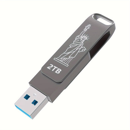 Unidad flash USB de 2 TB: velocidades de lectura de hasta 80 MB/seg. Memoria USB de 2 TB Pen Drive de 2000 GB Diseño de llavero estilo metal giratorio de 2 TB