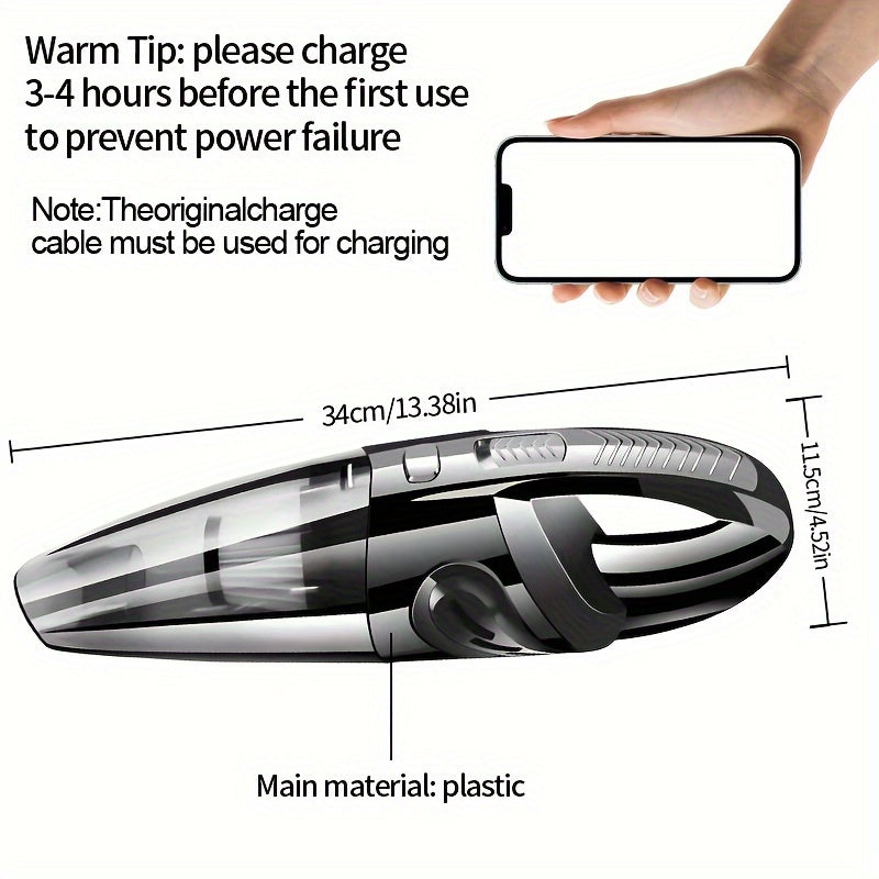 Aspiradora inalámbrica de alta succión: gran capacidad, diseño portátil, puerto de succión de cuchilla de aluminio, motor mejorado, batería grande mejorada/batería de litio adecuada para la limpieza del hogar y el automóvil