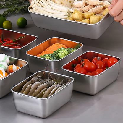 6 unidades de Contenedores de Almacenamiento, Caja de Conservación de Alimentos de Acero Inoxidable con Tapa, a Prueba de Fugas y Apilable, para Camping, Picnic, Escuela y Oficina, Organizadores de Cocina y Almacenamiento, Accesorios de Cocina.