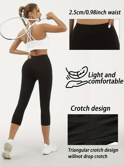 Paquete de 5 pantalones capri súper suaves para mujer, sin transparencias, entrenamiento, correr, yoga, atlético, capri