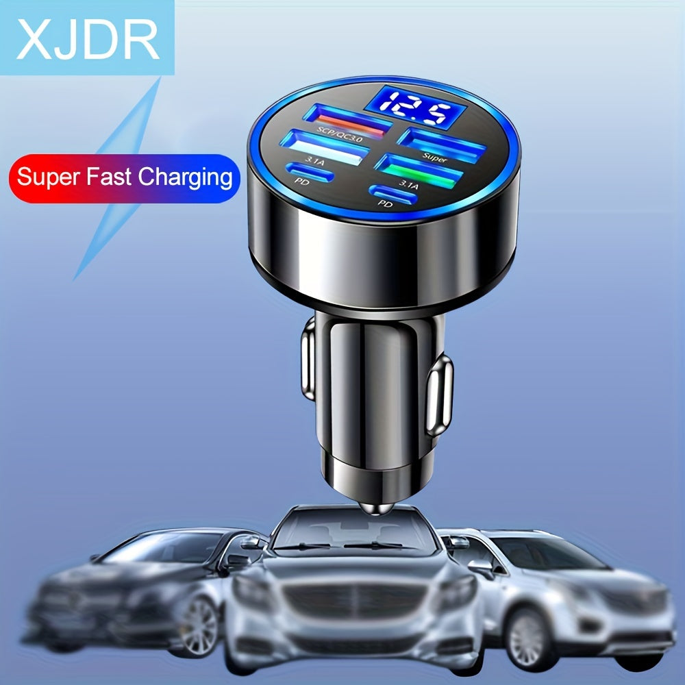 Cargador de coche XJDR multipuerto 2PD 4USB carga rápida PD QC3.0 USB C cargador de teléfono para coche tipo C adaptador en coche