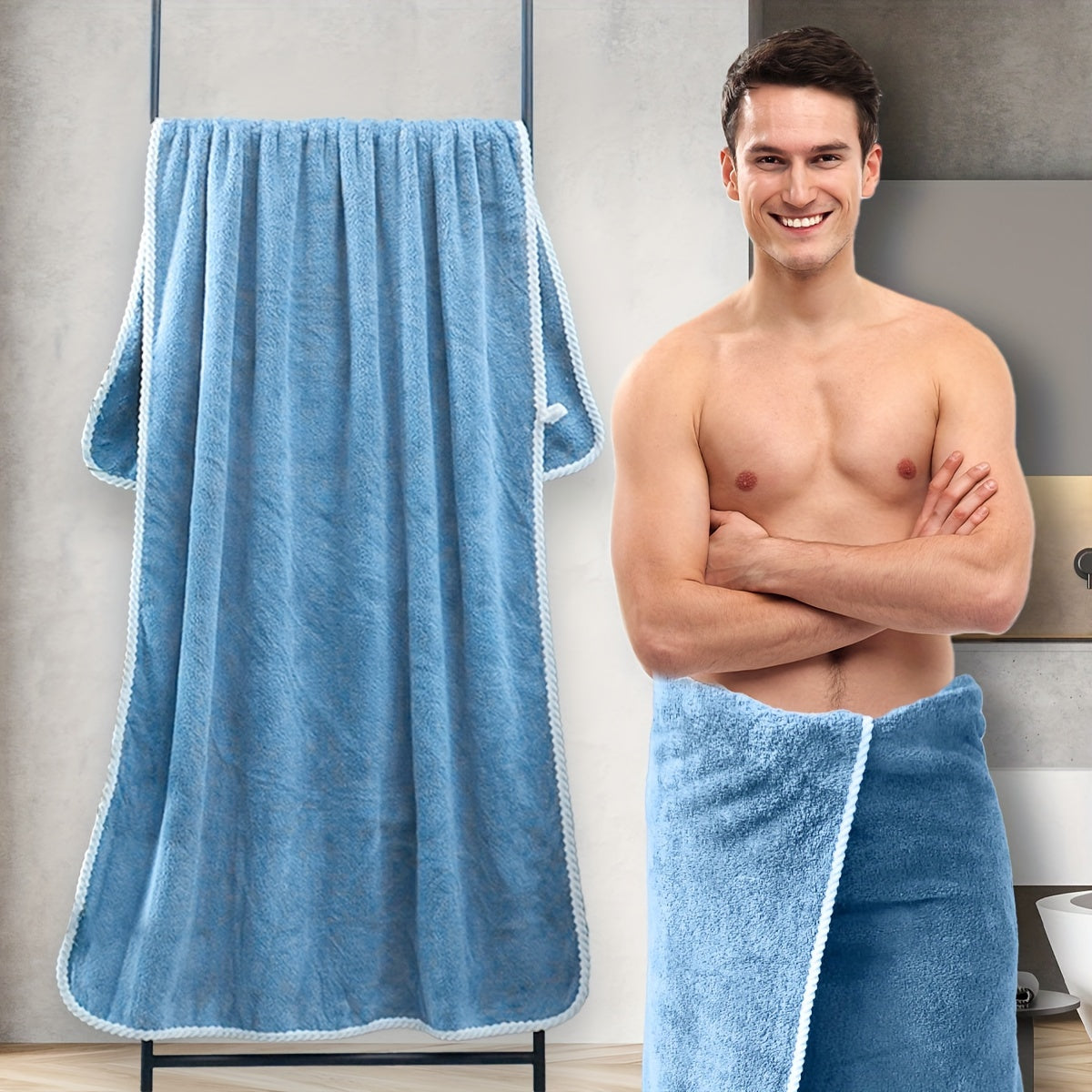 Toalla de baño de poliéster de lujo: toalla oblonga tejida moderna, temática espacial súper suave, patrón sólido, extra grande y ultra absorbente, 290 g/m²