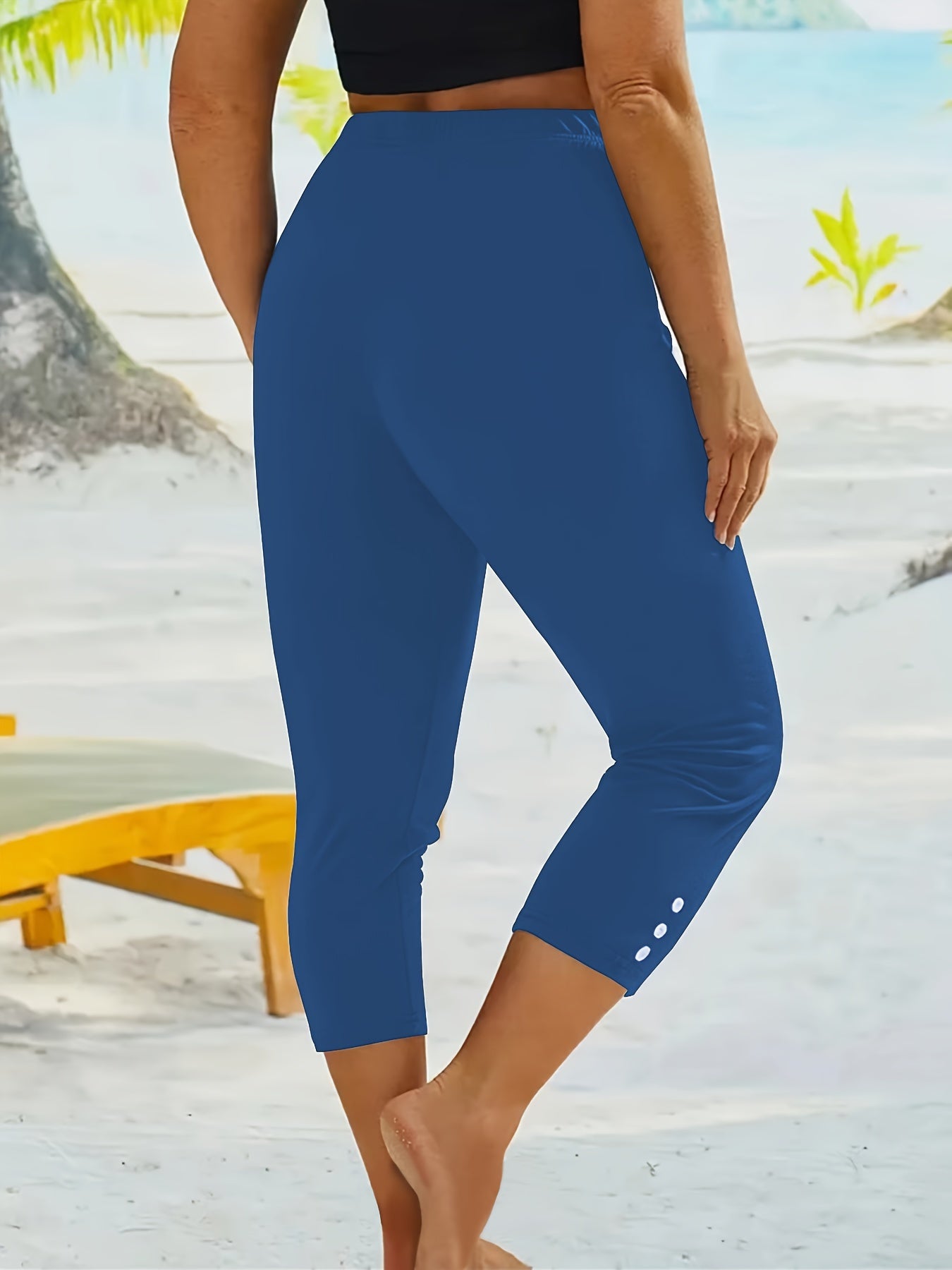 Paquete de 6 leggings cortos deportivos de moda para mujer, pantalones de yoga ajustados informales con detalles de botones, ropa deportiva elástica, varios colores