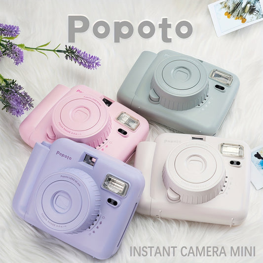 Nueva mini cámara instantánea Popoto adecuada para Fujifilm Instax Mini Twin Pack Film (pilas AA * 2 no incluidas) Fiesta/Regalo/Al aire libre/Novia/Vida rÃ©cord