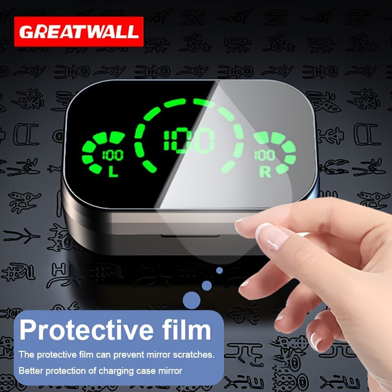 GREATWALL 2024 Auriculares inalámbricos inteligentes de triple pantalla: pantalla digital LED, elegante diseño de espejo, auriculares de audio de alta definición, auriculares negros de moda, perfectos para deportes y juegos