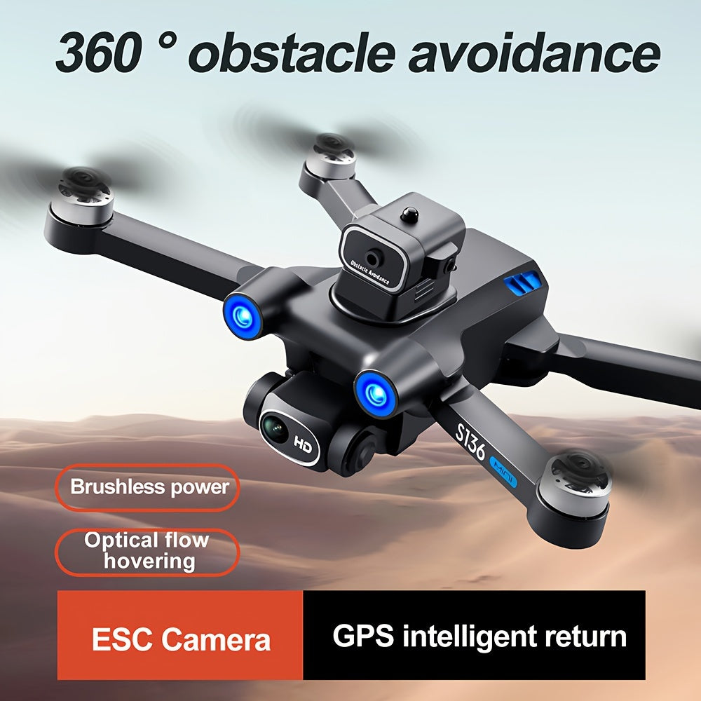 Dron GPS con cámara 4K para adultos principiantes, tiempo de vuelo ultralargo, flujo óptico, transmisión 5G, cuadricóptero RC FPV plegable con motores sin escobillas, sin evitación de obstáculos, retorno automático a casa con GPS, seguimiento inteligente