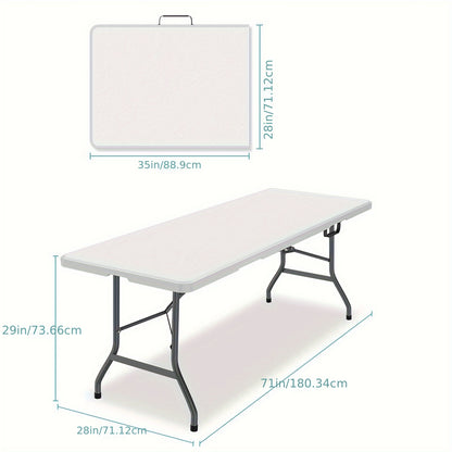 Mesa plegable de plástico de 4 pies/6 pies, mesa de tiro, mesa de picnic portátil de HDPE al aire libre, para acampar, fiesta, boda, picnic, con cerradura, manija - Blanco