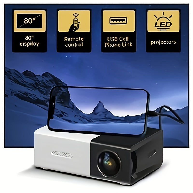 Mini proyector HD brillante de más de 3000 lúmenes: portátil preparado para 3D, compatible con múltiples dispositivos y control remoto