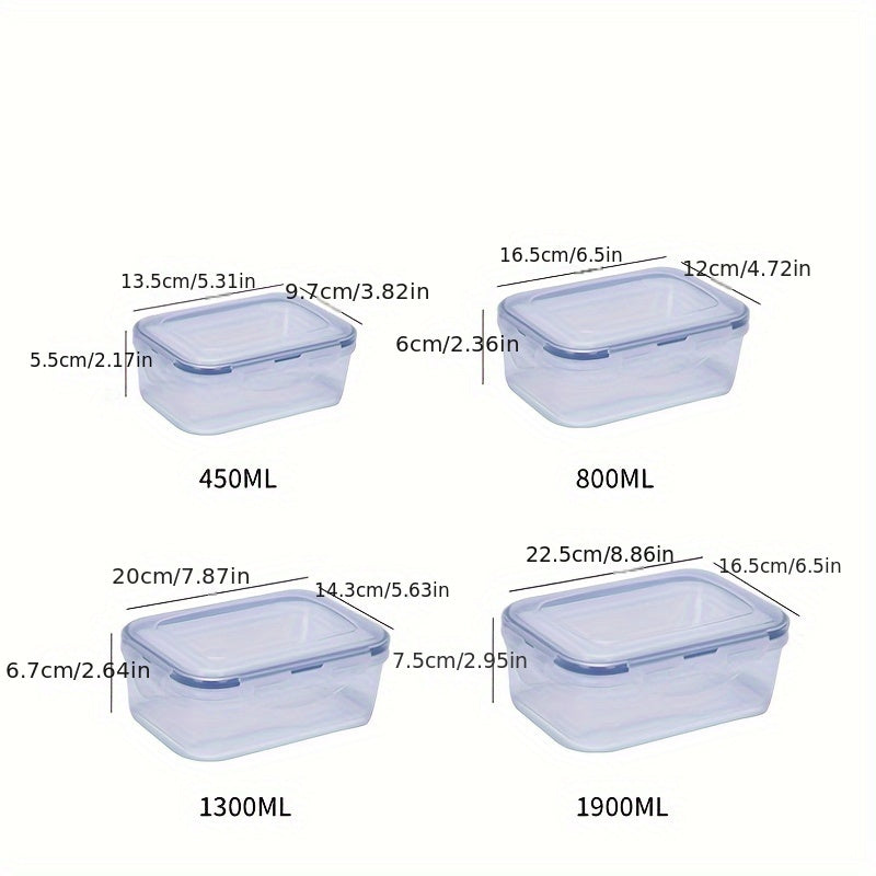 3/4 piezas de 1 juego de caja de conservación transparente con tapa abatible, caja de almacenamiento multifuncional para sellado de granos de alimentos, caja de organización y almacenamiento para refrigerador, suministros de cocina