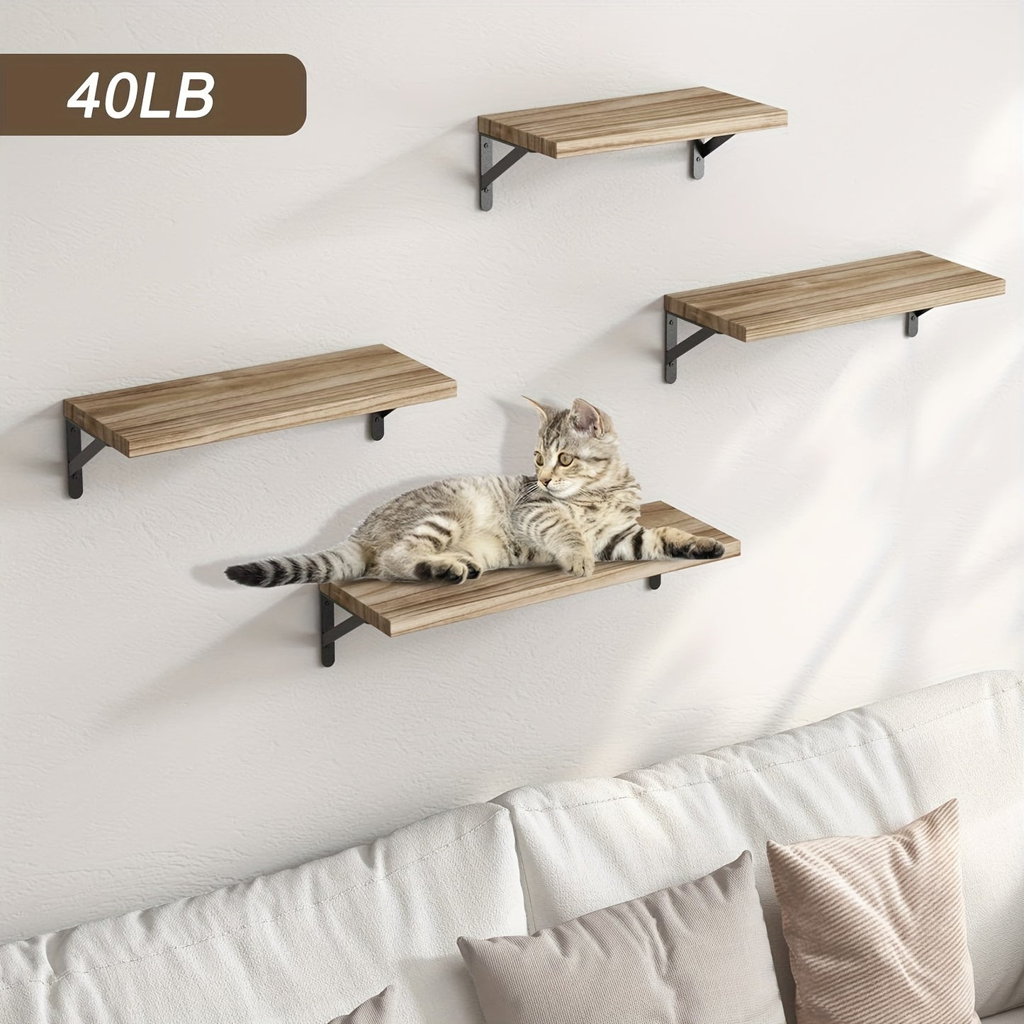 4 estantes flotantes negros carbonizados, estantes de madera rústica, estante montado en la pared para decoración de baño, dormitorio, sala de estar, plantas, cocina, baño, oficina, varios tamaños