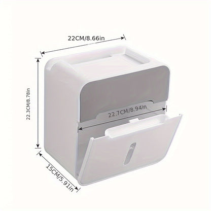 Caja para papel higiénico, sin perforaciones montada en la pared, caja de papel de doble capa impermeable para baño doméstico, porta papel higiénico.