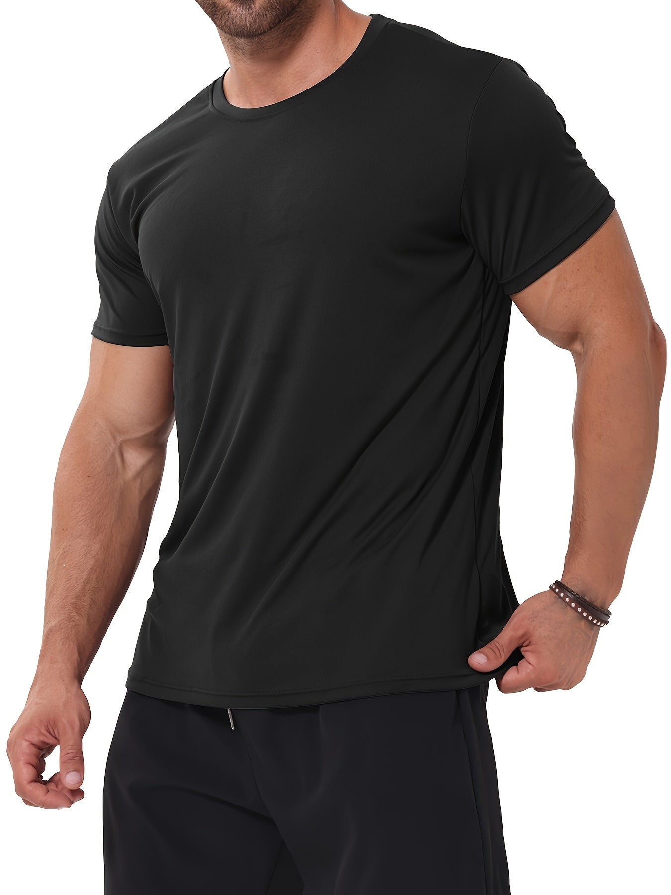 TELALEO Paquete de 6 camisas de entrenamiento para hombres Camisetas deportivas de manga corta Camiseta de cuello redondo de secado rápido para correr