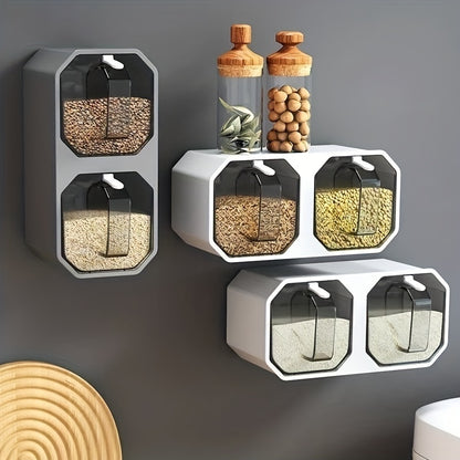 Juego de frascos de plástico contenedores de especias y condimentos, montaje en pared o puertas de alacenas de cocina, accesorios de cocina.