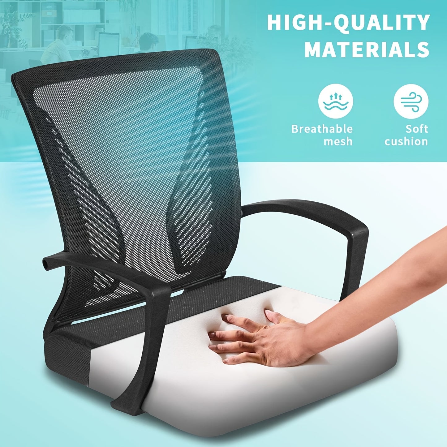 Silla de oficina giratoria y con soporte lumbar, capacidad de 265 lb, color negro