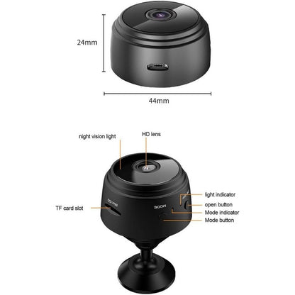 Mini cámara WiFi 1080P HD Cámara IP Seguridad para el hogar Mini videocámara inalámbrica magnética Micro cámara de videovigilancia con visión nocturna por infrarrojos