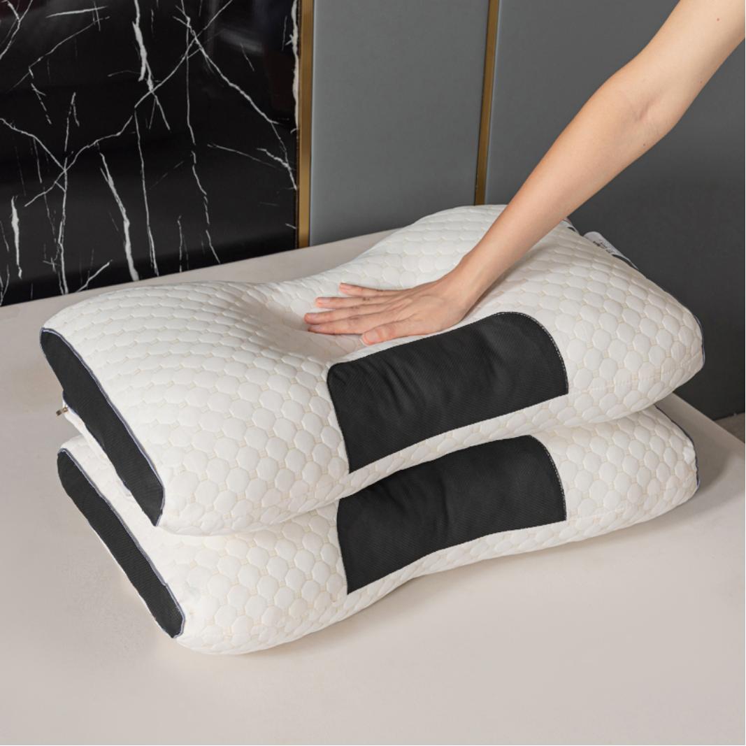 Almohada ortopédica cervical definitiva - Soporte ergonómico para el cuello para un sueño profundo - Apto para personas que duermen de lado y boca arriba - Disfrute de relajantes masajes en el hogar - Núcleo de almohada duradero y lavable a máquina,