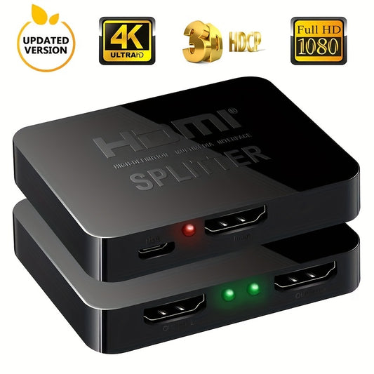 Divisor HDMI 4K, Splitter HD 1080p, HDMI para switch 1x2, splitter de 2,54 cm, 2 salidas, distribuidor amplificador de pantalla dual para HDTV, DVD, PS3, Xbox.