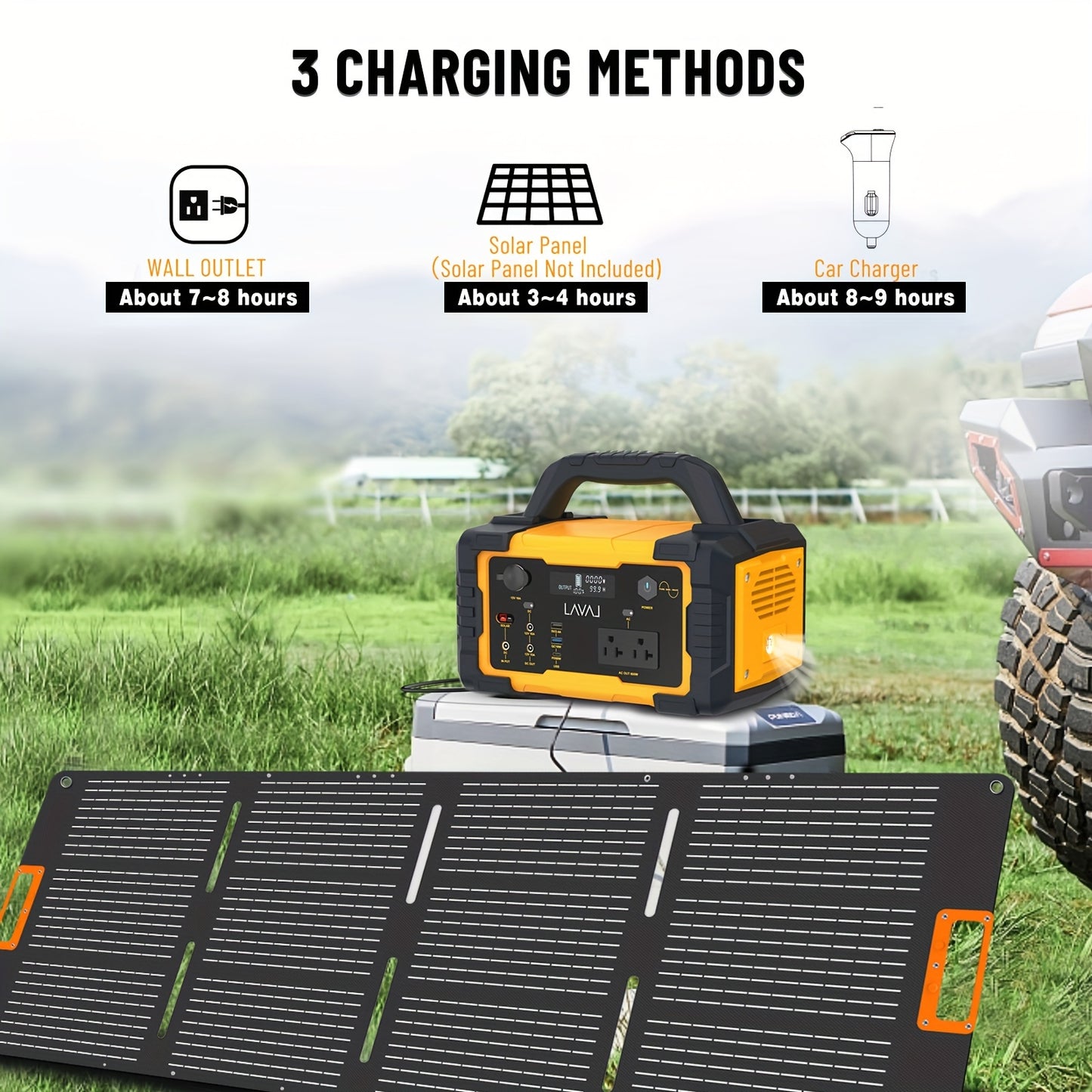 Generador solar Estación de energía portátil de 1000 W con panel solar plegable de 200 W, batería de litio de 1075 Wh, tomacorriente de CA de 120 V/1000 W, generadores silenciosos para el hogar, vehículos recreativos, exteriores, campamentos y uso de