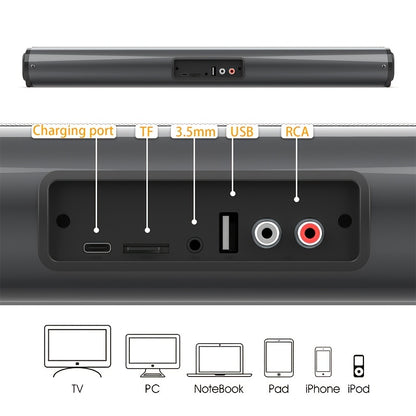 Barra de Sonido de TV de 20W, Subwoofer, reproductor de música inalámbrico con cable, barra de sonido envolvente para el hogar, para ordenador, cine, TV, altavoz