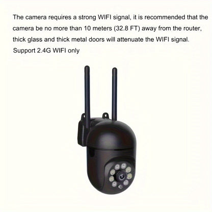 Cámara de vigilancia ProView 355° HD Wi-Fi - Visión nocturna de largo alcance, detección móvil AI, audio bidireccional, visión nocturna en color, sistema de seguridad para el hogar con intercomunicador con conectividad 2.4G - Diseño resistente a la i