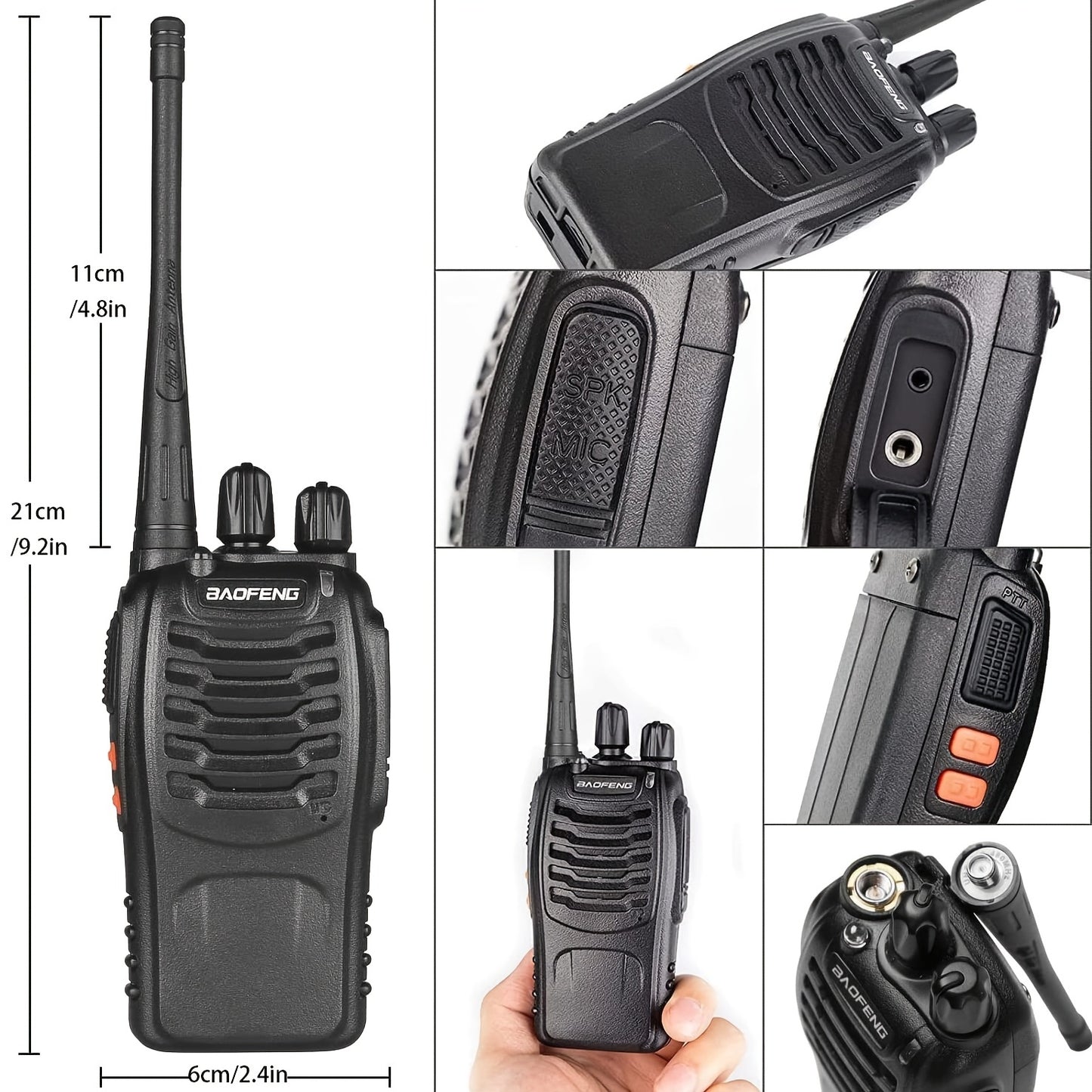 2 uds BAOFENG BF-888S UHF 400-480MHz Radioaficionado Radio bidireccional portátil UHF Walkie Talkies portátiles para adultos, senderismo, ciclismo, camping