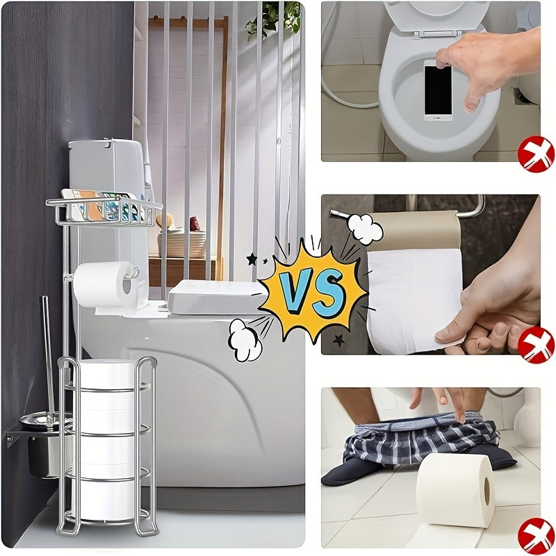 Soporte para papel higiénico con estante de almacenamiento, para pañuelos independientes y rollo de papel tisú para baño, accesorios de baño.