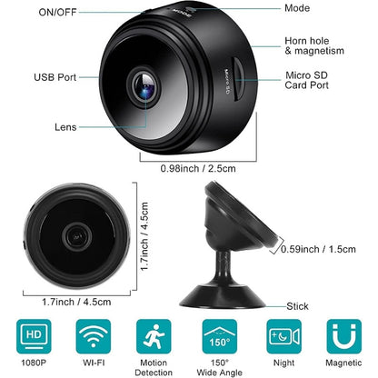 Mini cámara WiFi 1080P HD IP Cámara de seguridad para el hogar Mini videocámara inalámbrica magnética Micro cámara de videovigilancia con visión nocturna por infrarrojos