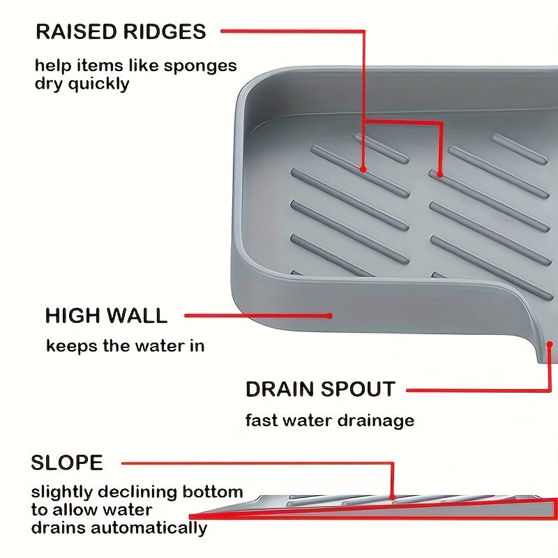 Organizador de silicona para fregadero de cocina, soporte para jabonera con punta de drenaje, estropajo para encimera para esponjas y cepillos, elementos esenciales para el baño del hogar