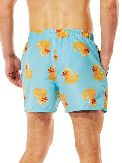 Pantalones cortos con estampado divertido estilo playa informal para hombre con malla