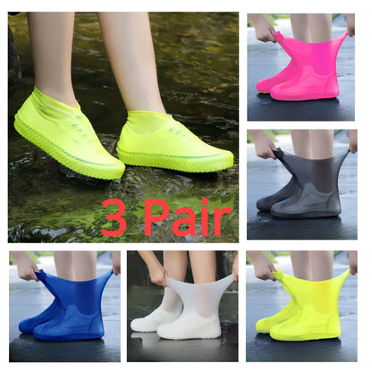 3 pares de botas de lluvia de látex para exteriores, cubiertas impermeables para zapatos que se pueden reutilizar para prevenir la lluvia. Varios colores para elegir, duraderos.