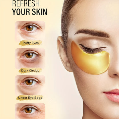 Parches dorados debajo de los ojos de 24k (25 par/caja), mascarilla para los ojos, productos de colágeno para el cuidado de la piel, parches para los ojos reafirmantes e hidratantes