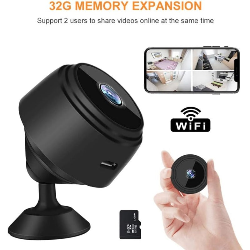 Mini cámara WiFi 1080P HD Cámara IP Seguridad para el hogar Mini videocámara inalámbrica magnética Micro cámara de videovigilancia con visión nocturna por infrarrojos