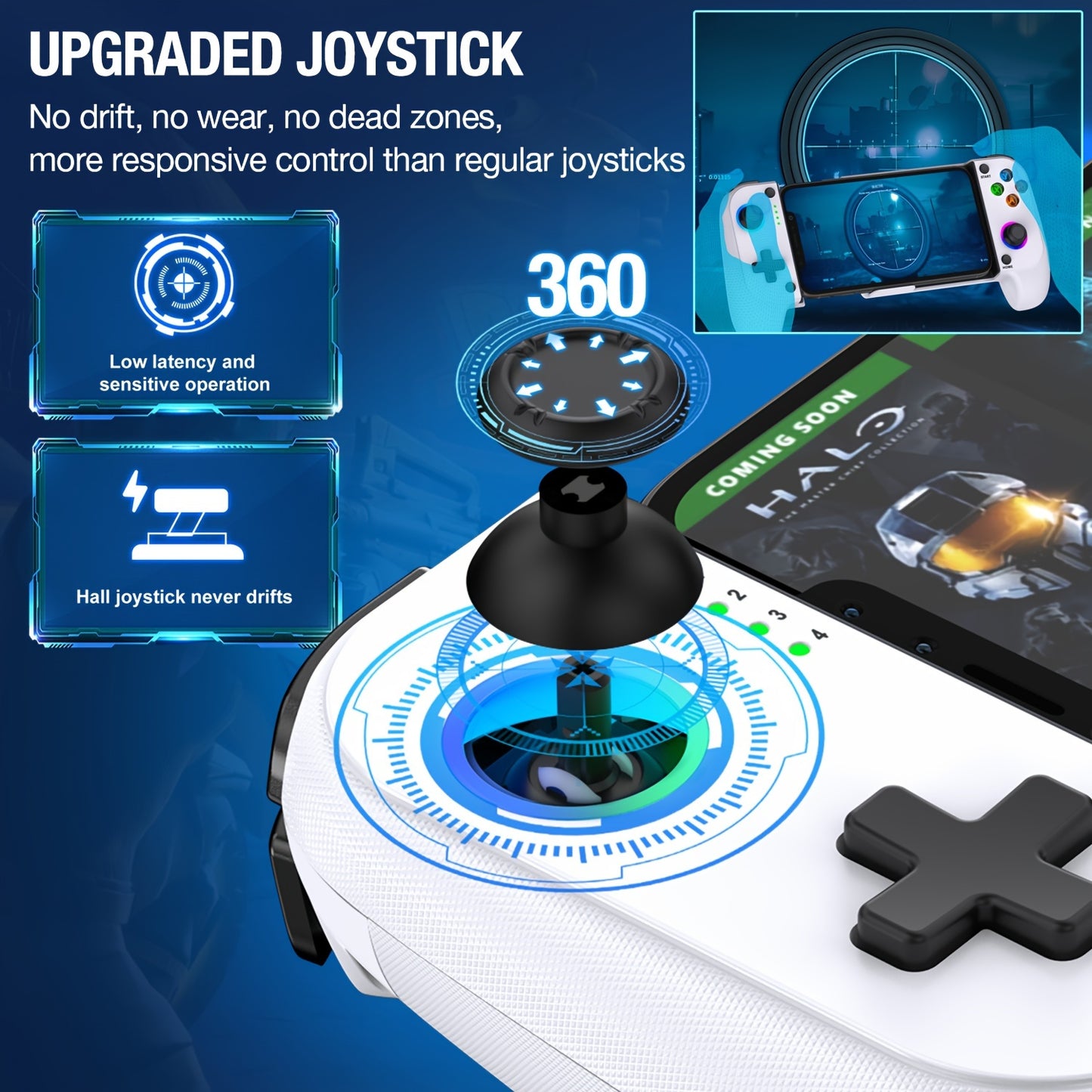 Controlador de juego móvil MC100 para iPhone/Android, compatible con funda de teléfono, mando basculante de efecto Hall para jugar a PS Remote Play, Xbox Cloud, Steam Link, GeForce Now, plataforma MFi Apple Arcade y