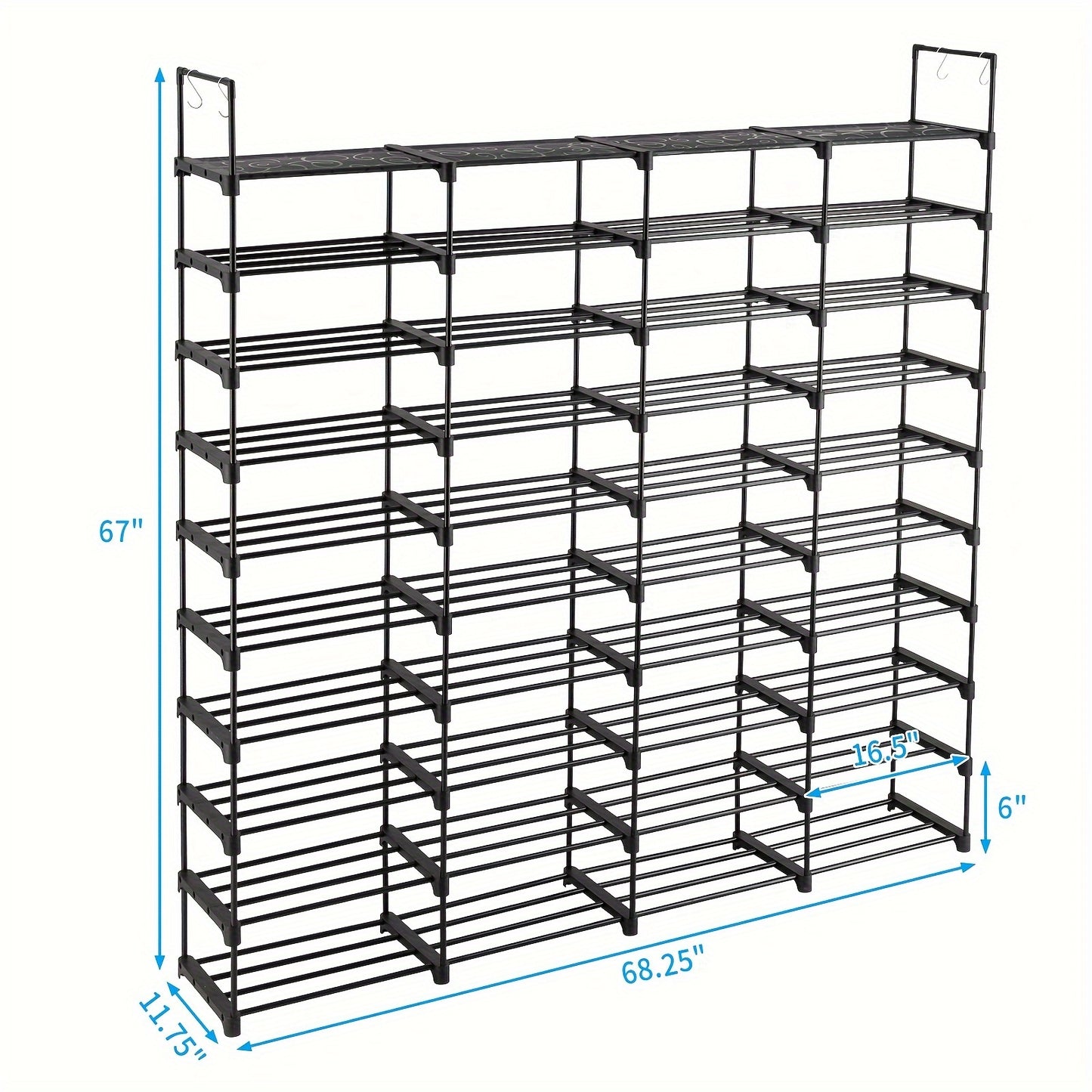 Zapatero de 10 niveles, organizador de zapatos, estante organizador para la entrada, con capacidad para 80 pares de zapatos, zapatero apilable