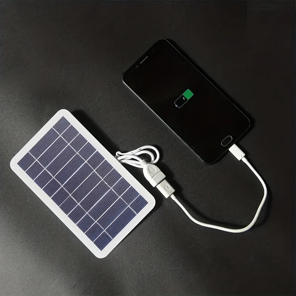 1 panel de carga solar portátil para exteriores, cargador solar USB impermeable, adecuado para viajes y campamentos al aire libre, energía móvil, banco de carga de teléfono móvil, linterna, ventilador